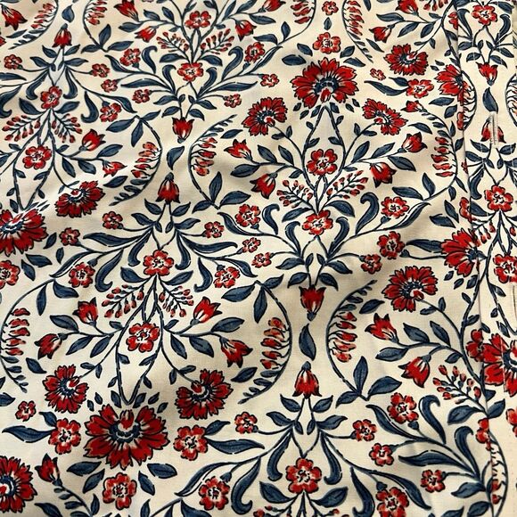 Lands’ End Floral Button Down Top L Red Blue Long Sleeve Western Classic Warm - Picture 9 of 12